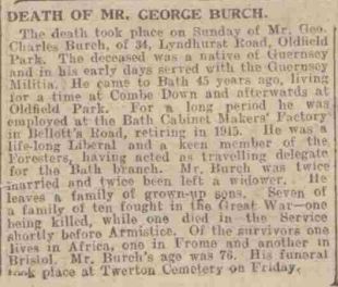 1922 death of George Burch