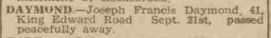 Joseph death announcement 1940