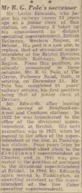 1949 article on Leslie Edwards GWR