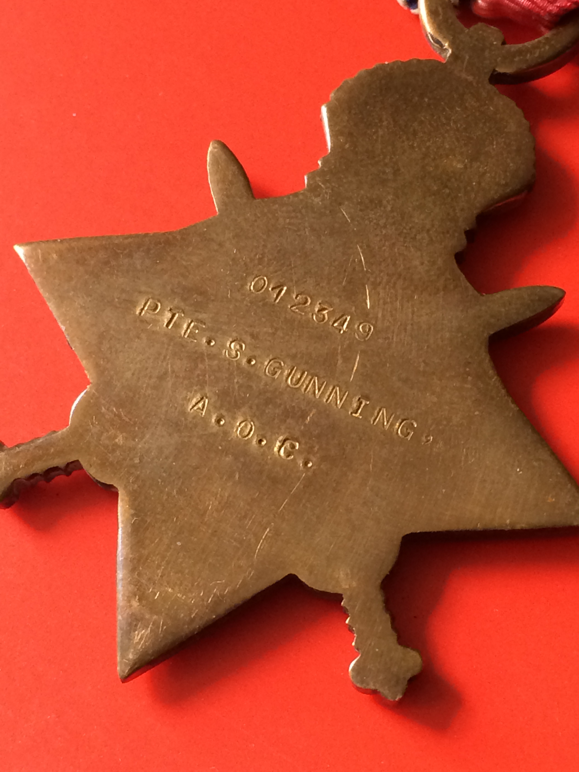 Gunning 1914-15 Star with inscription