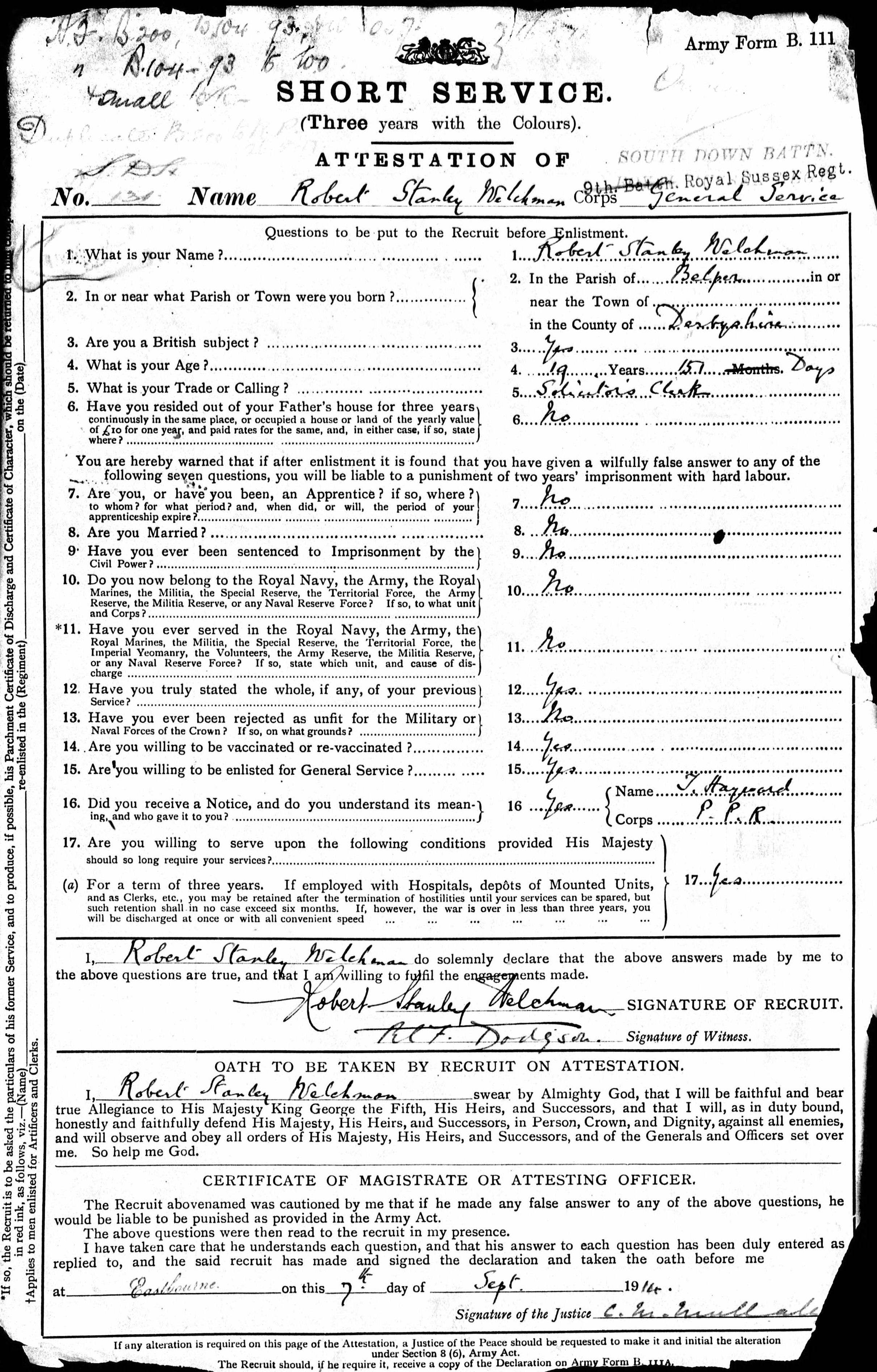 Welchman attestation document